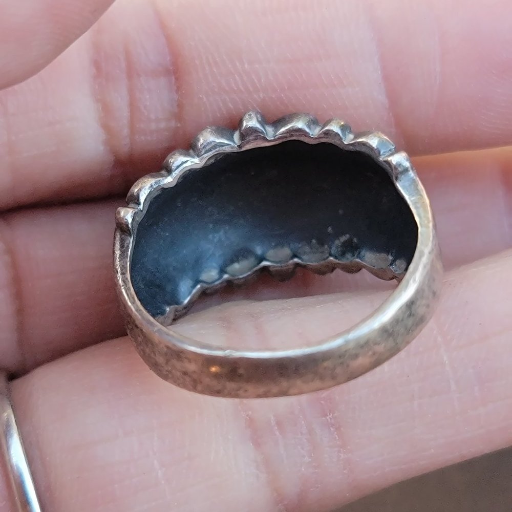 Vintage 925 sterling silver saddle band beaded ornate decorative ring - Picture 11 of 16